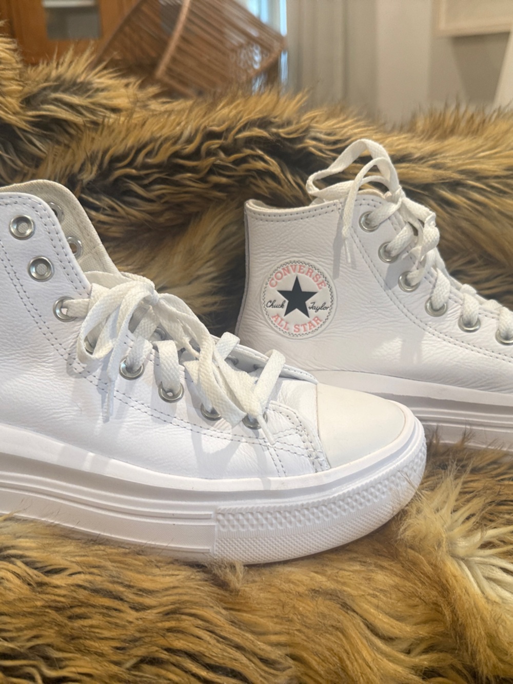 Converse White High-Top Leather Sneakers
